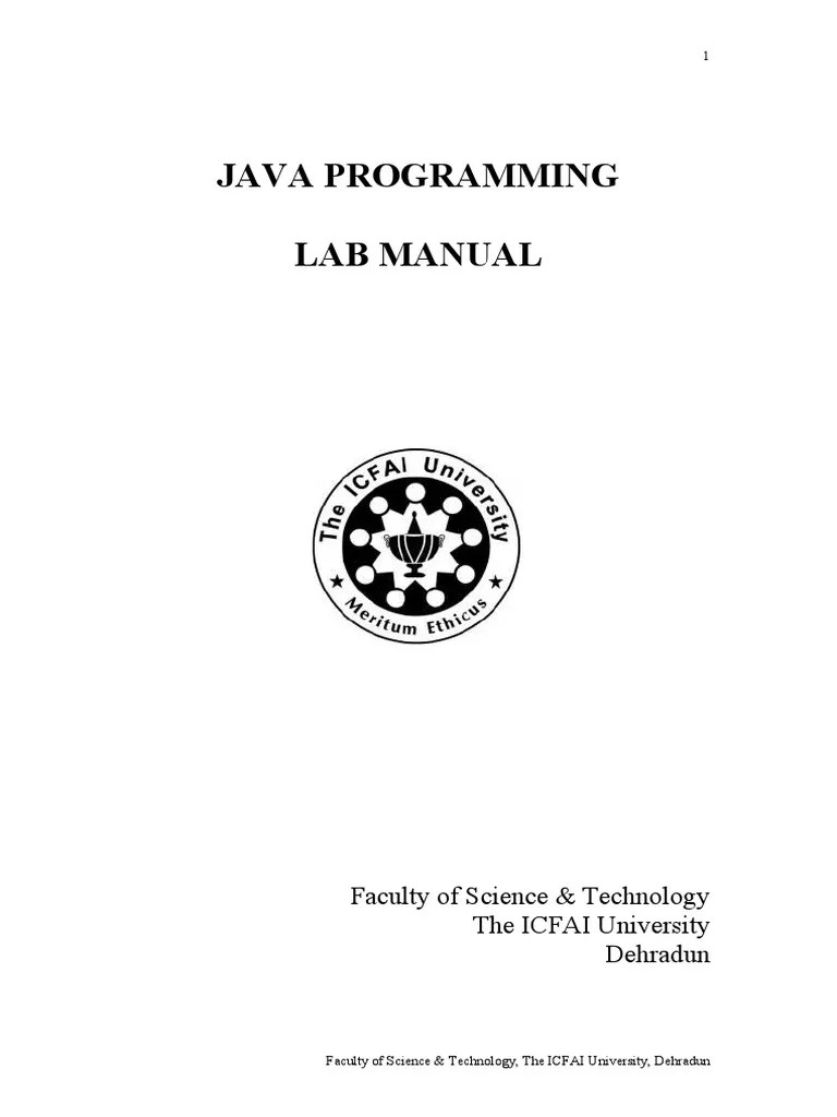 JAVA PROGRAMMING Lab Manual