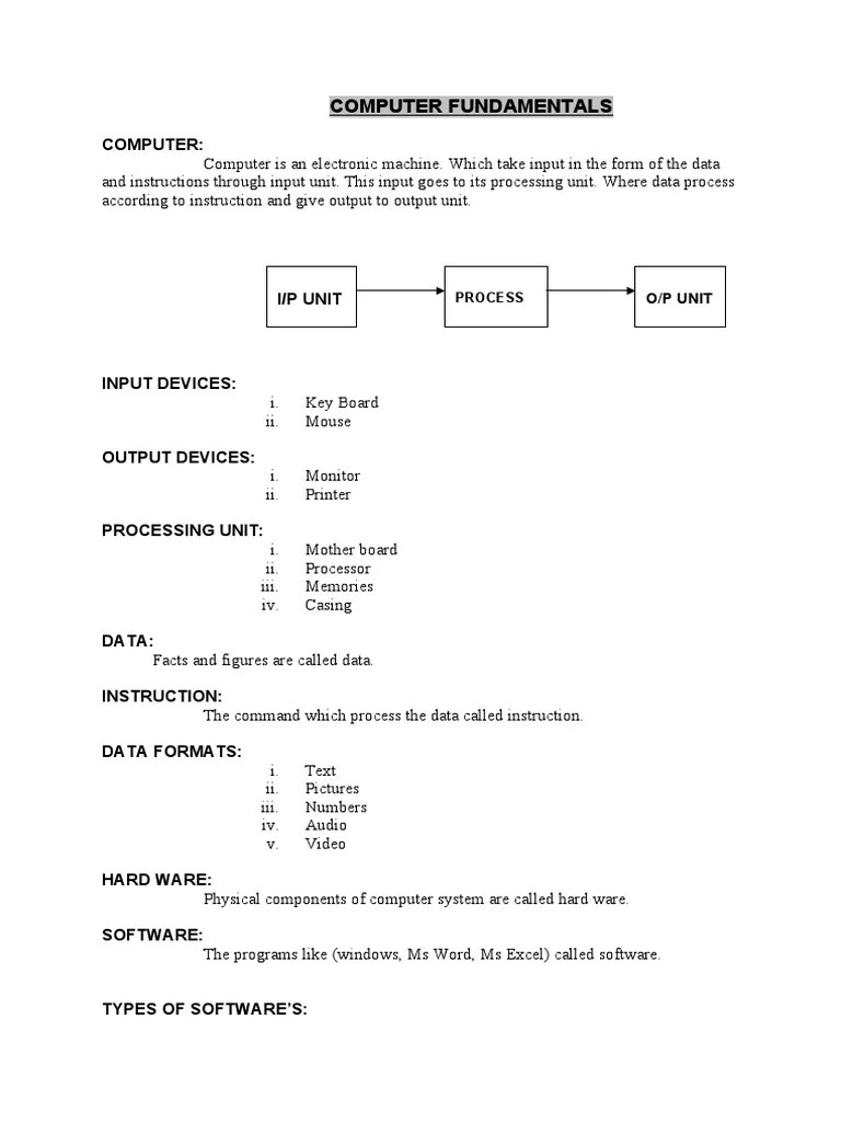 Computer Fundamentals PDF Random Access Memory Computer Data Storage