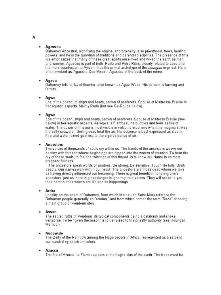 Glossary of Voodoo Terms PDF Haitian Vodou Religion And Belief