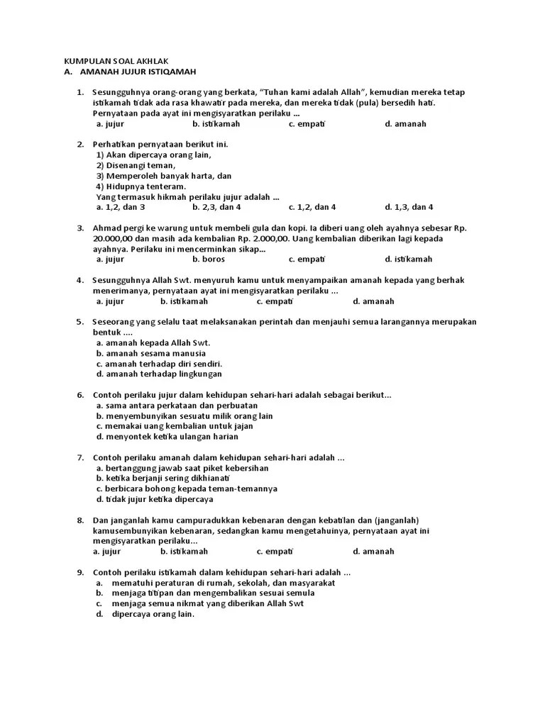 Kumpulan Soal Akhlak | PDF