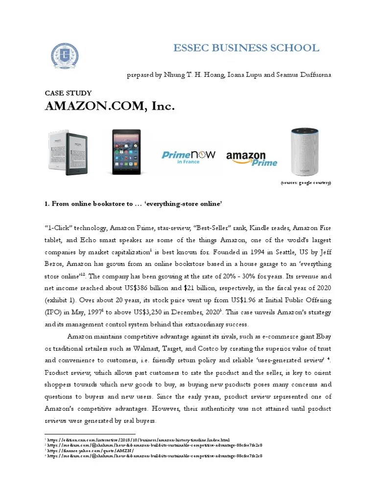 Amazon Case Study For Class 2021 PDF Employment Online Shopping