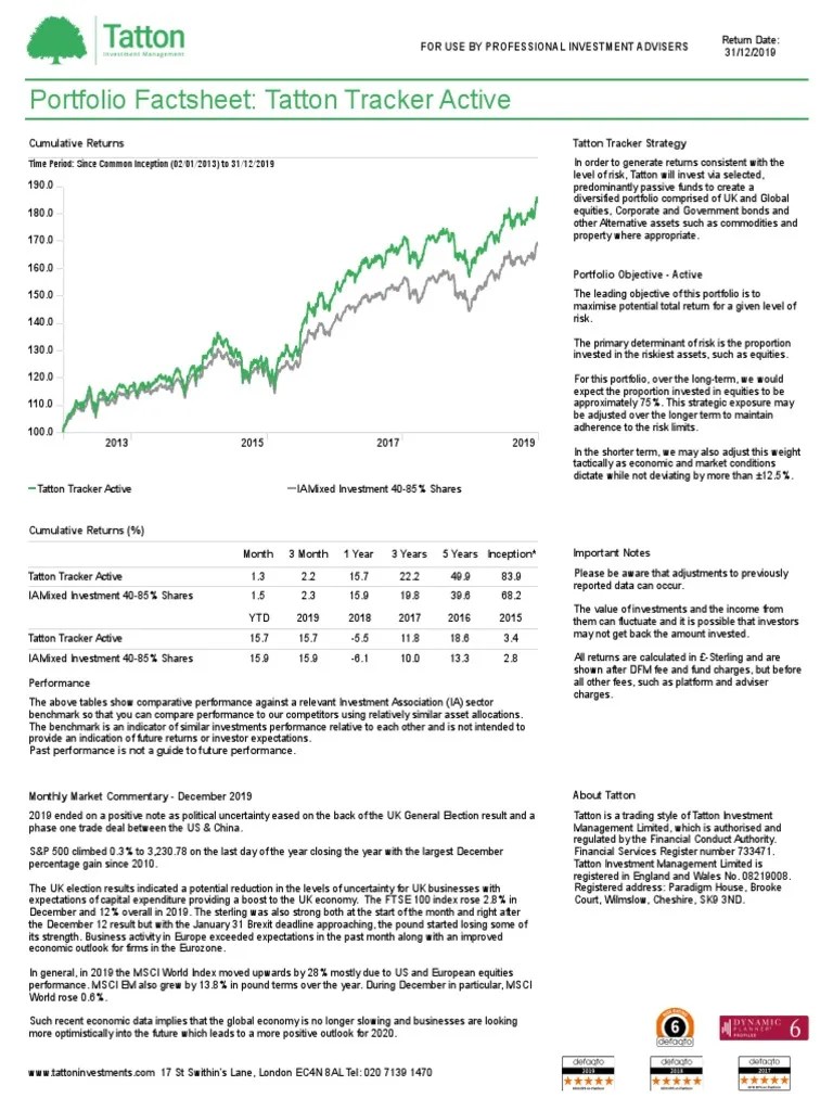 Portfolio Factsheet Tatton Tracker Active 31 12 19 PDF