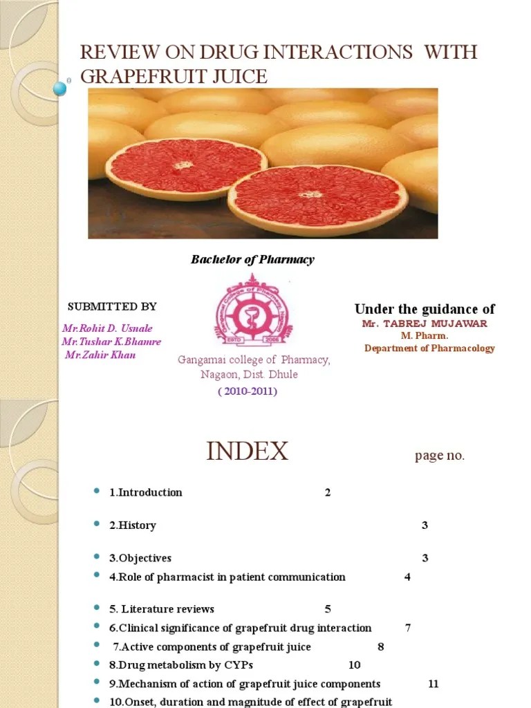 REVIEW ON DRUG INTERACTIONS WITH GRAPEFRUIT JUICE PDF Enzyme Inhibitor Grapefruit