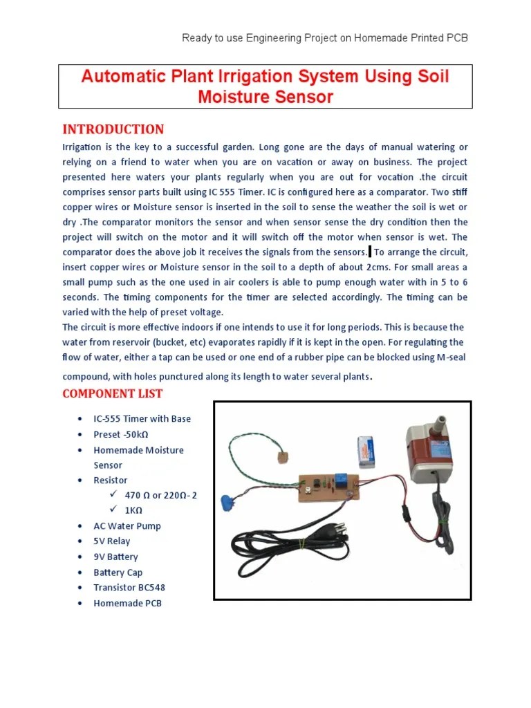 Automatic Plant Irrigation System Using Soil Moisture Sensor | PDF