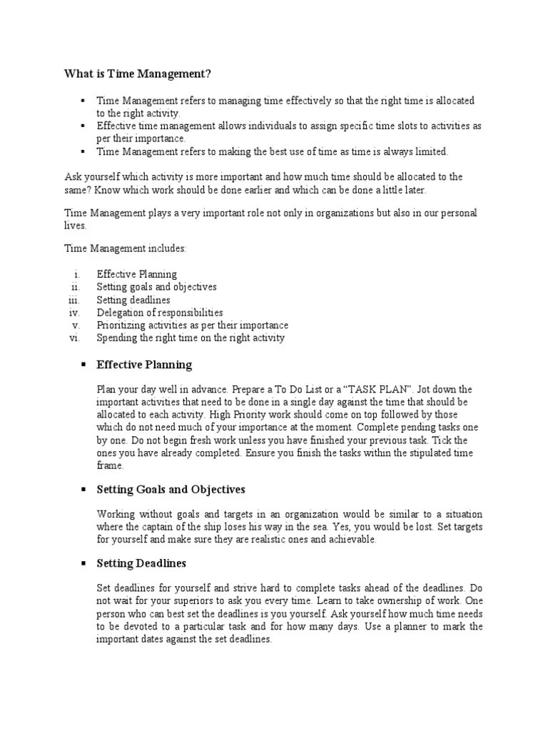What Is Time Management? Effective Planning PDF Computing