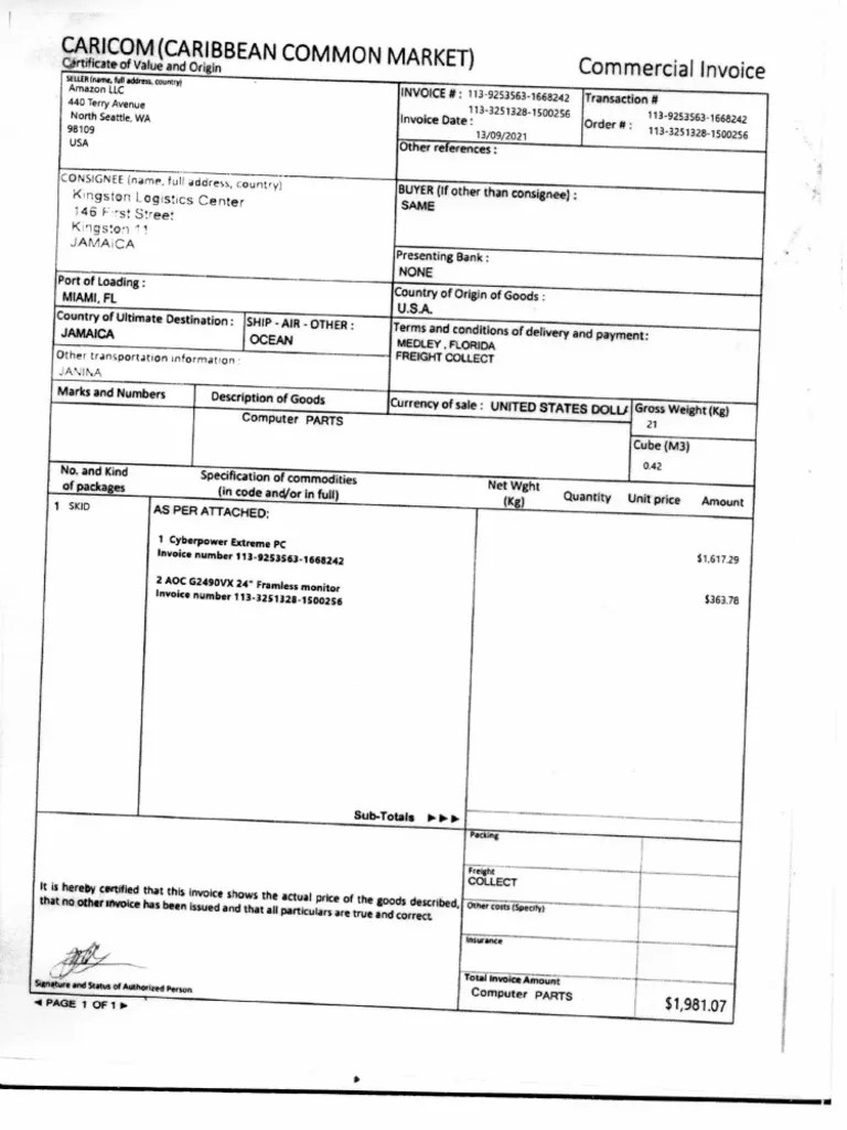 Caricom Invoice!!!!! | Pdf