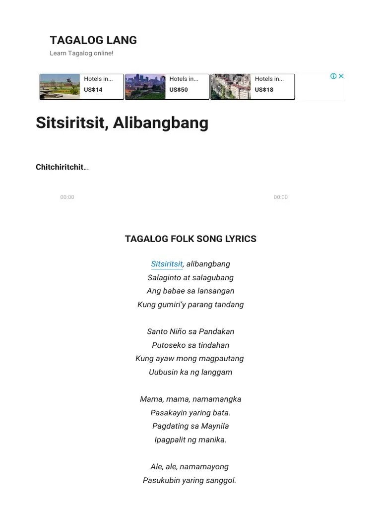 Sitsiritsit, Alibangbang Filipino Folk Song, A Favorite! PDF