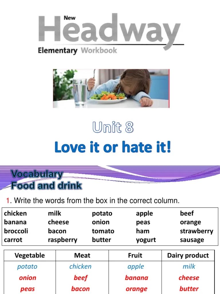 Headway Elementary Unit 8 WB | PDF | Recipe | Chef