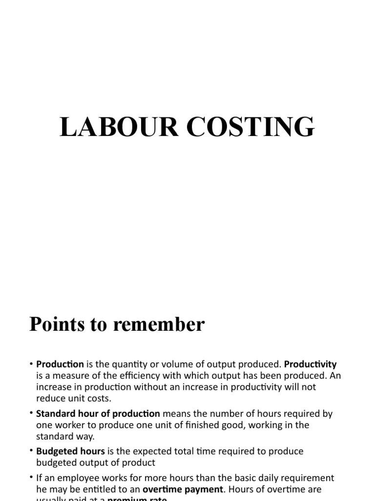 LABOUR COSTING With Answers PDF Overtime Piece Work