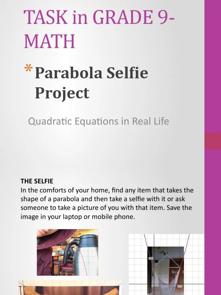Parabola Selfie Project Quadratic Equations in Real Life PDF