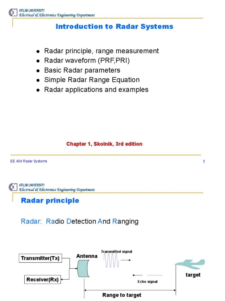 Introduction To Radar Systems PDF Radar Broadcast Engineering