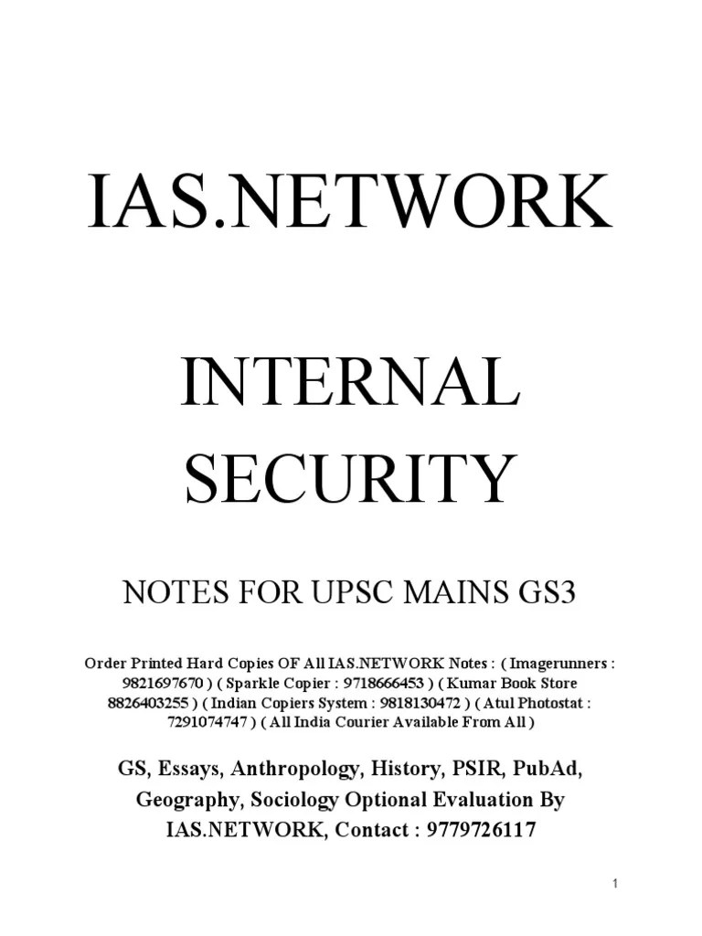 Internal Security Notes by Ias Network PDF Money Laundering