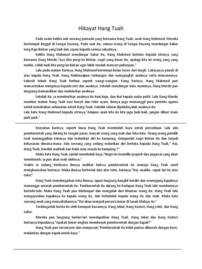 Hikayat Hang Tuah Dan Unsur Intrinsiknya Berbagai Unsur