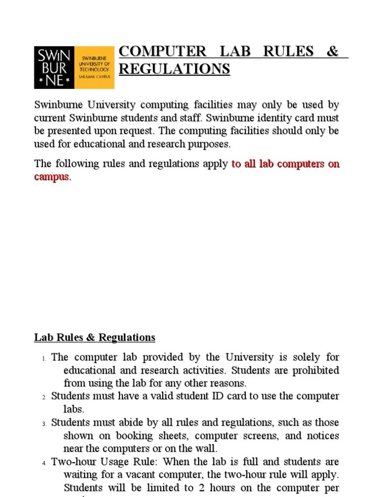 Computer Lab Rules & Regulations Laboratories Usb Flash Drive