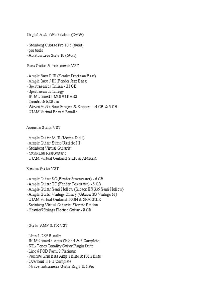 Digital Audio Workstation PDF Bass Guitar Musical Instruments