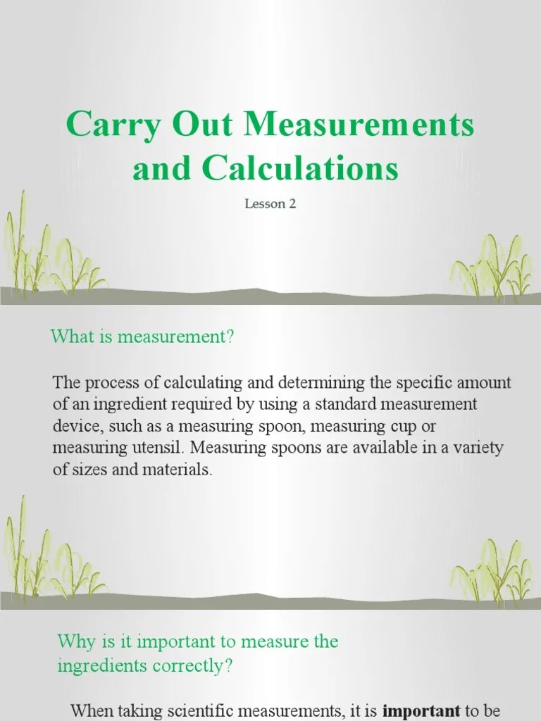 LESSON 2 Carry Out Measurements and Calculations PDF