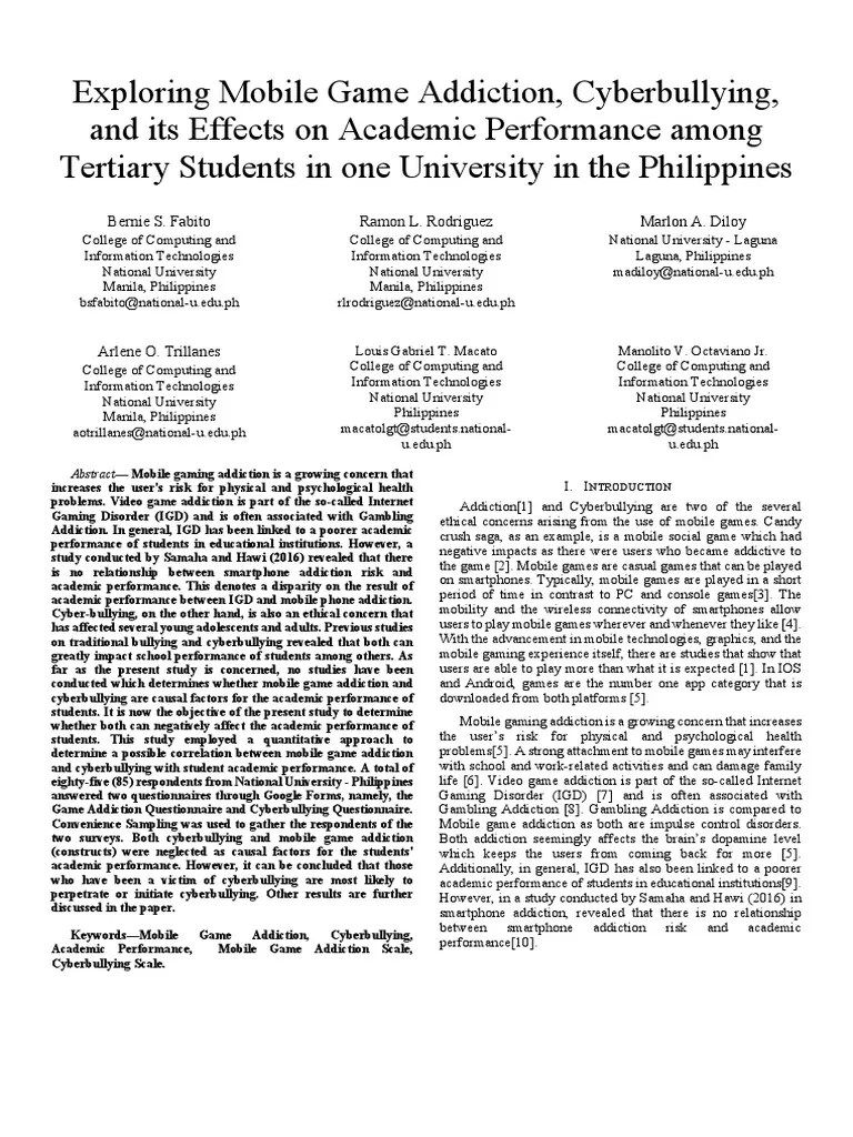 Exploring the Relationship Between Mobile Game Addiction, Cyberbullying