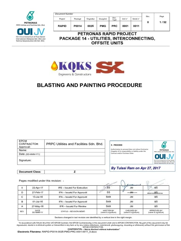 Blasting And Painting Procedure Petronas Rapid Project, 49 OFF