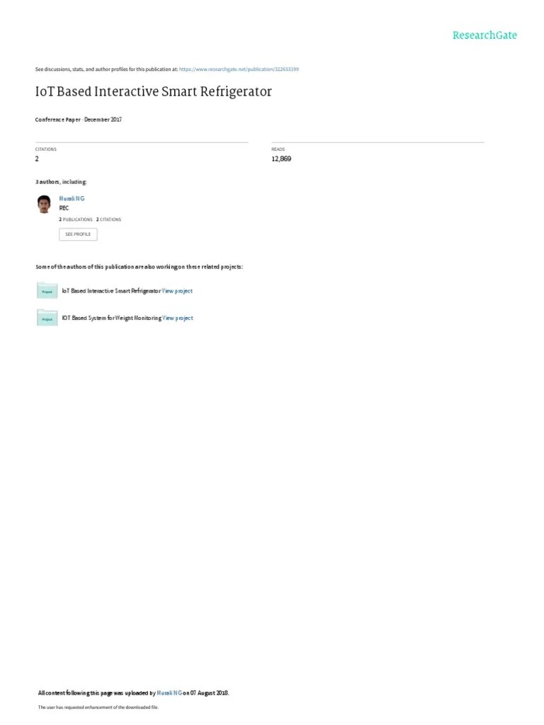 Iot Based Interactive Smart Refrigerator December 2017 PDF Home