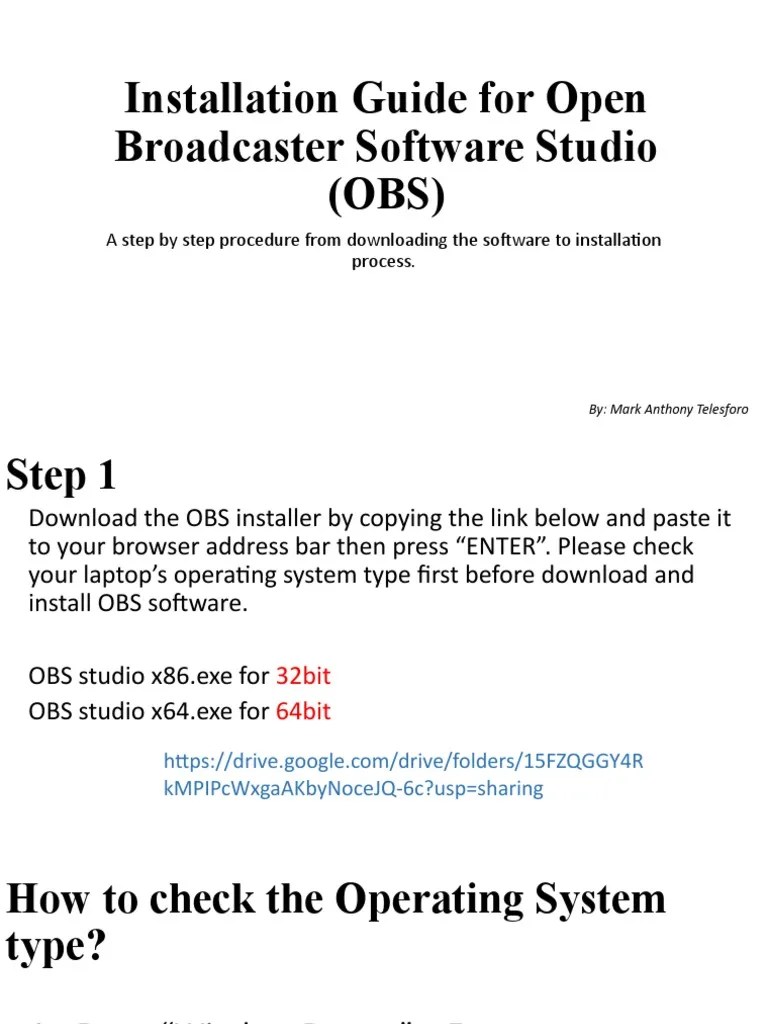 Installation Guide For Open Broadcaster Software Studio (OBS) | PDF