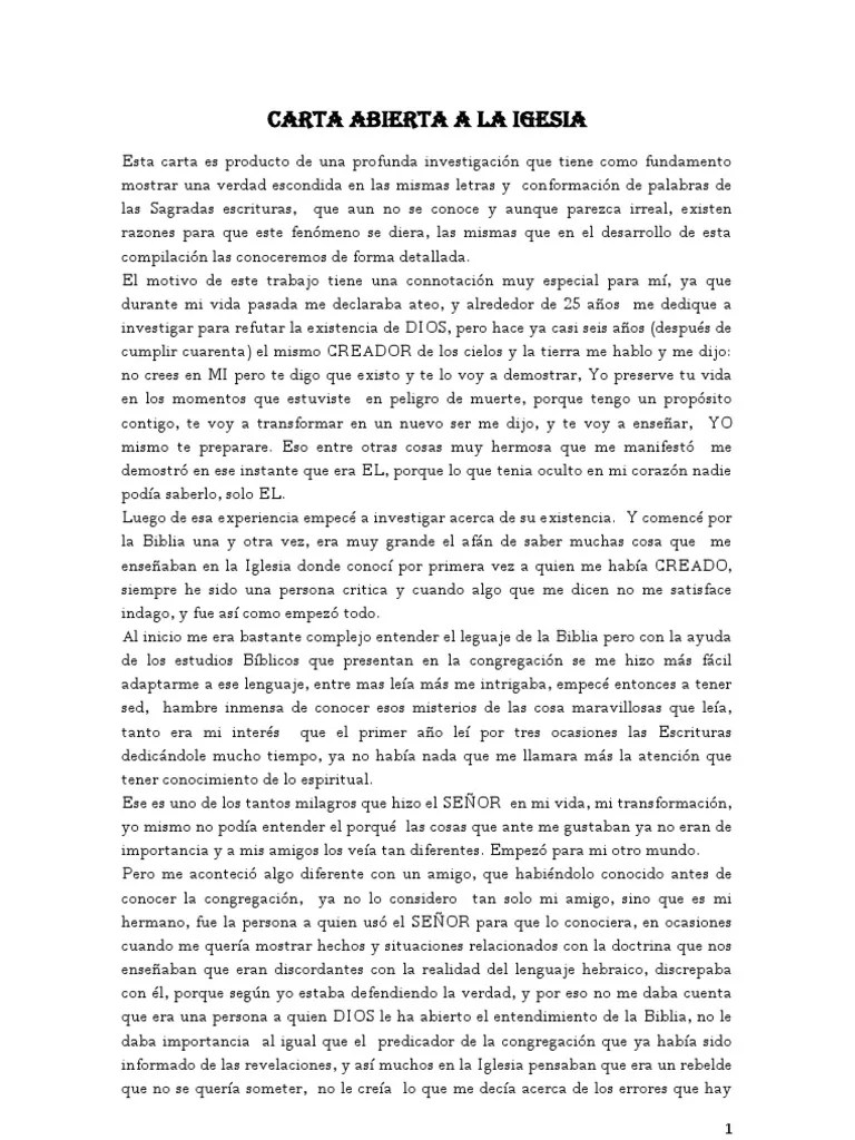 Carta Abierta A La Igesia Pablo el apóstol Biblia