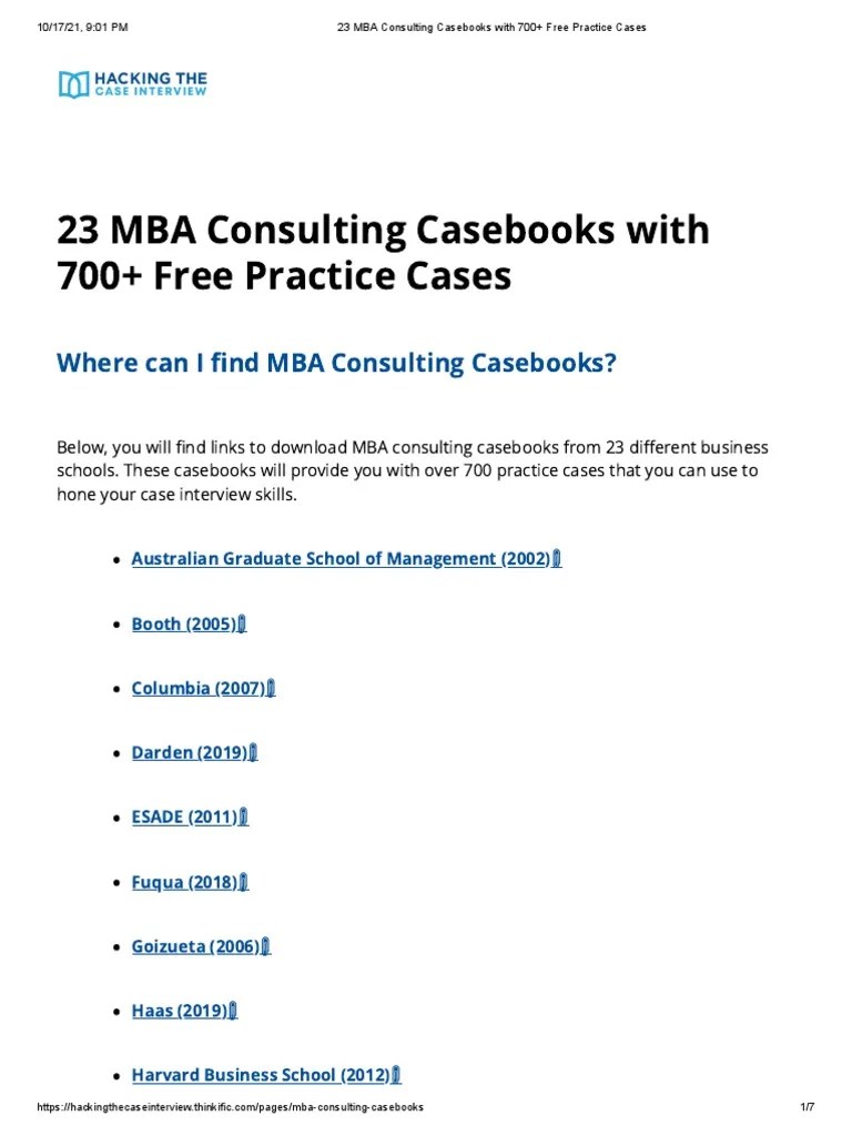 A Comprehensive Guide to Using 23 MBA Consulting Casebooks Containing