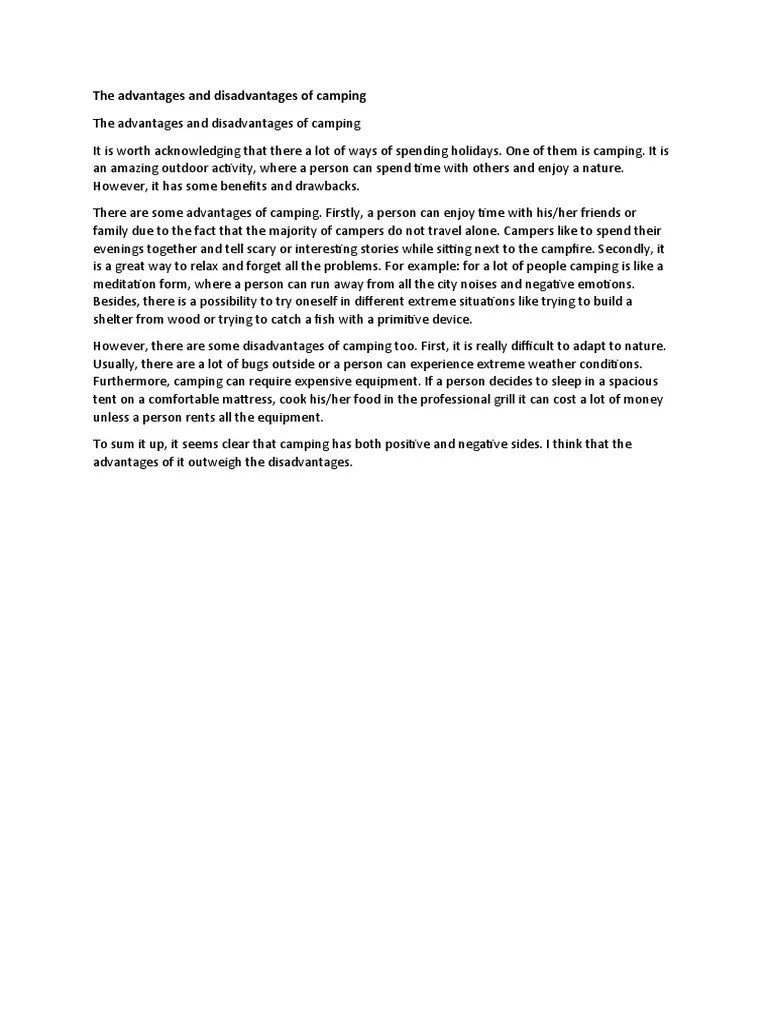 The Advantages and Disadvantages of Camping PDF