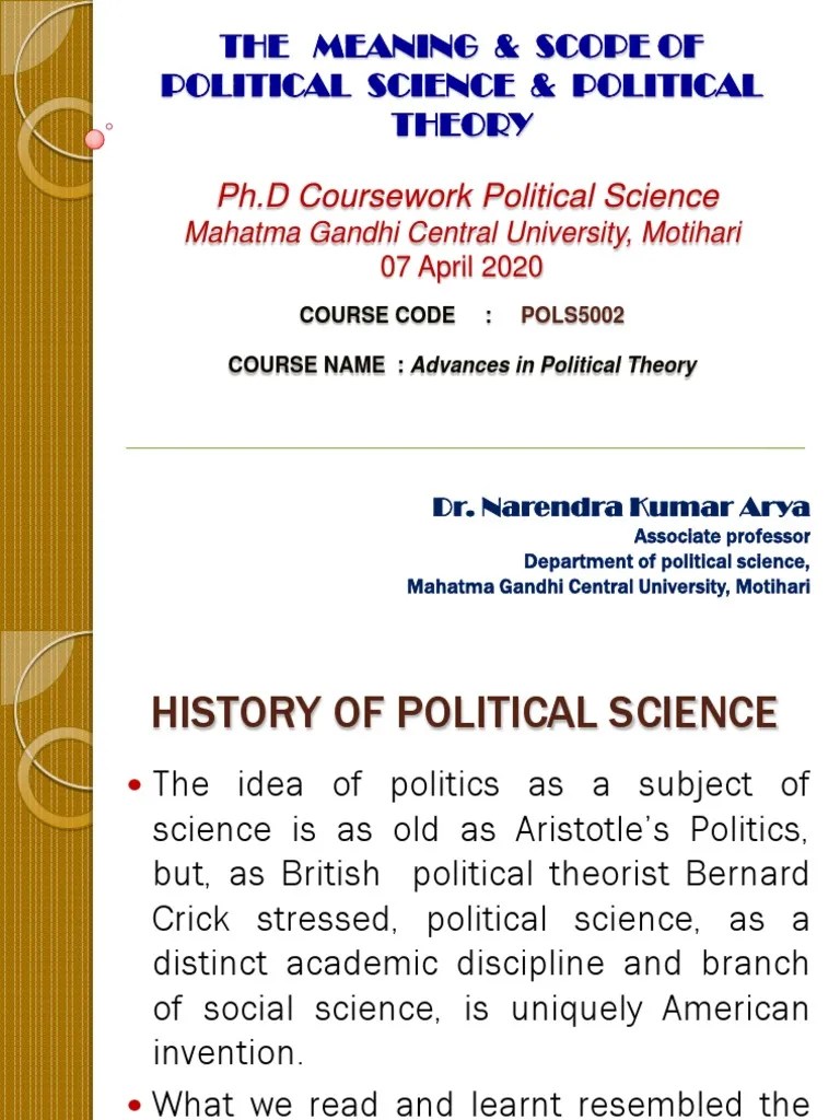 The Meaning & Scope of Political Science & Political Theory PDF