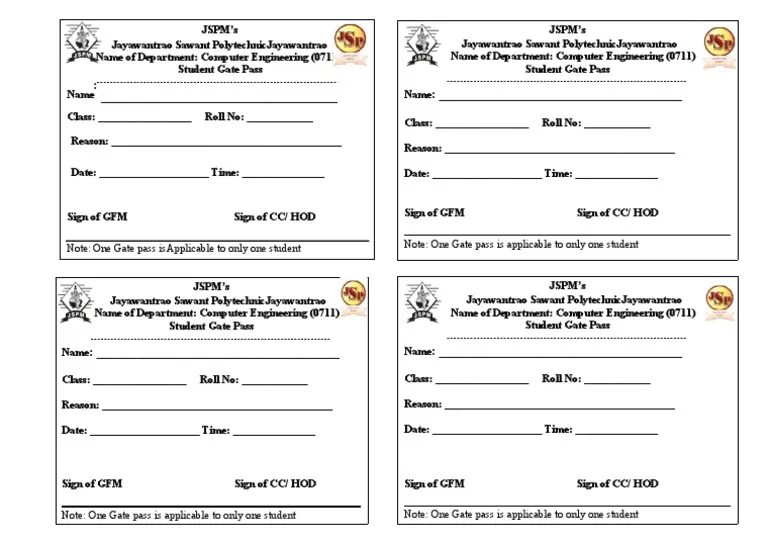 Gate Pass Format PDF Computing Computer Science