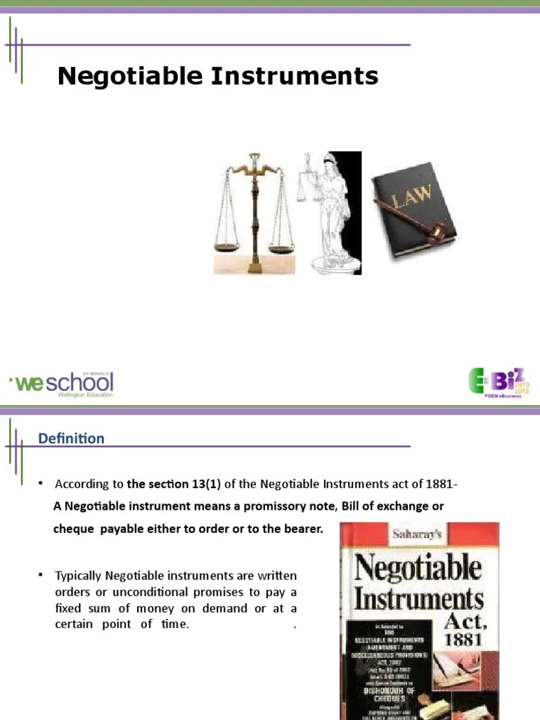 Negotiable Instruments Ppt