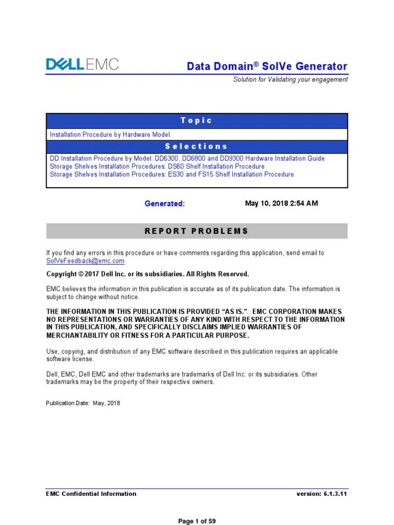 Data Domain - Installation Procedure by Hardware Model-DD6300, DD6800