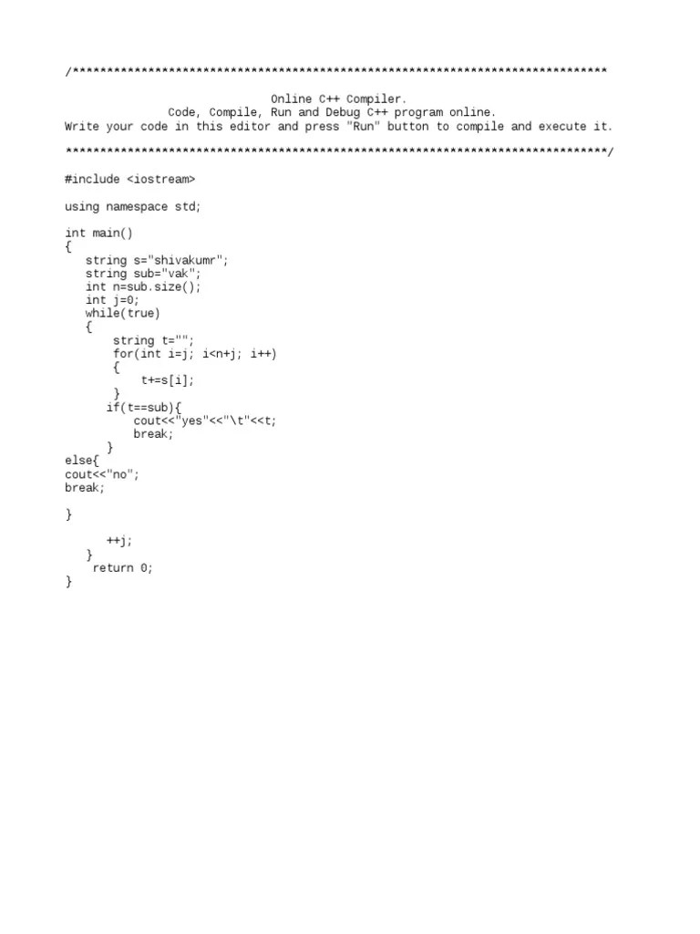 Substring Find in C++ | PDF