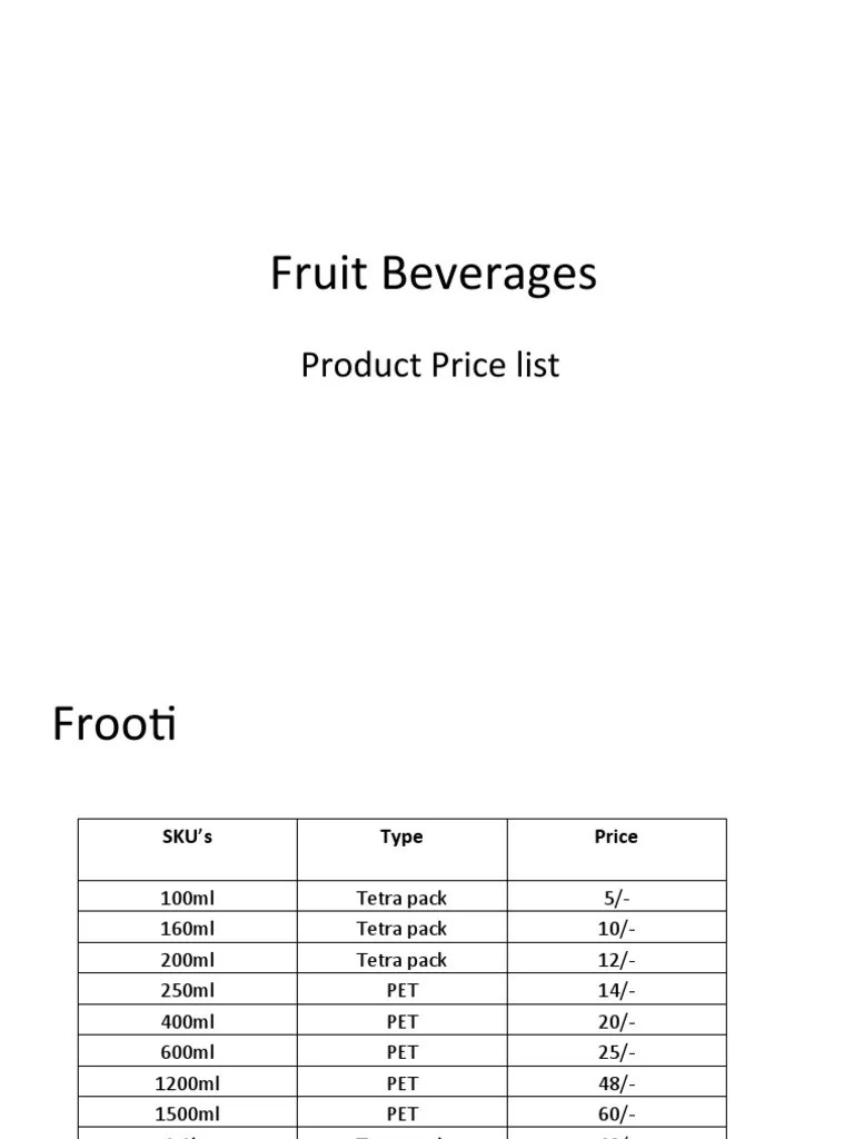 Product Price List Fruit Juice