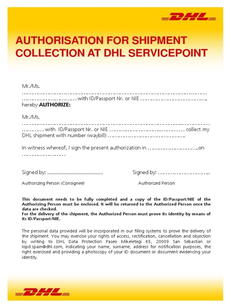 Authorisation For Shipment Collection at DHL Servicepoint PDF(08)