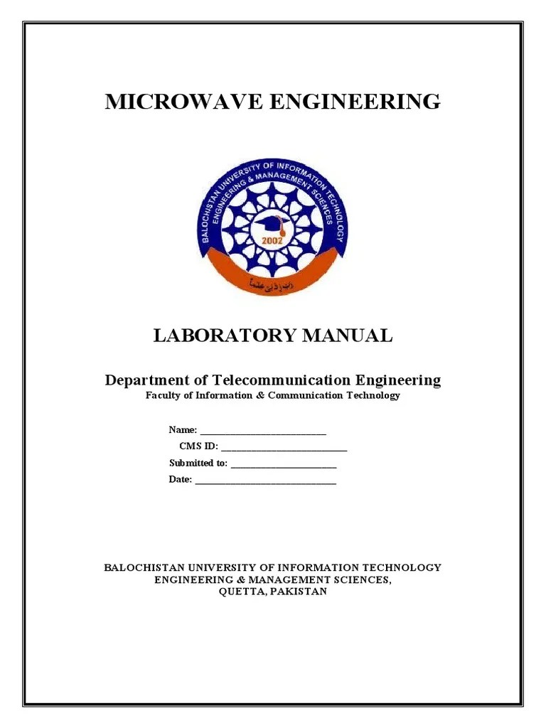 Microwave Engineering Laboratory Manual PDF Data Transmission