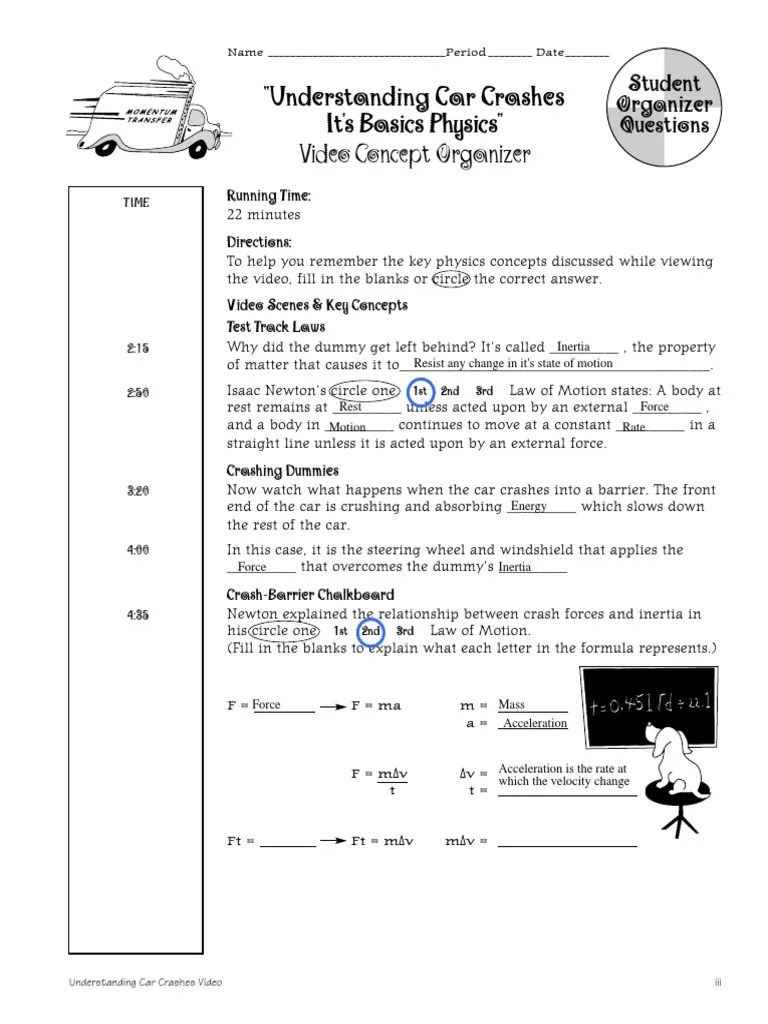 "Understanding Car Crashes-It's Basics Physics" Student Video Organizer