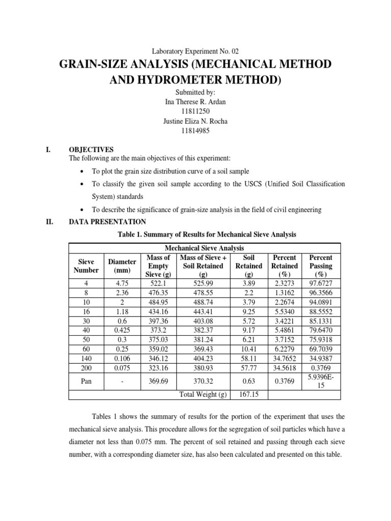 Grain Size Analysis PDF Particle Size Distribution Sand
