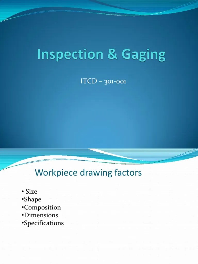 Lecture 9 Inspection Gaging 2 PDF Engineering Tolerance