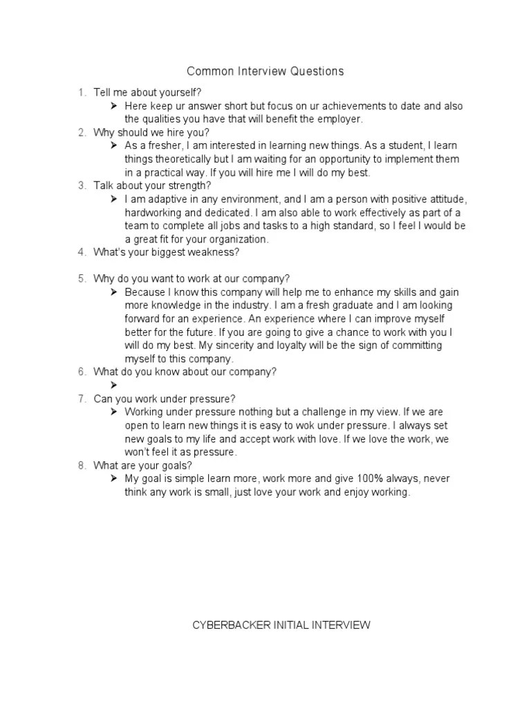 Common Interview Questions PDF