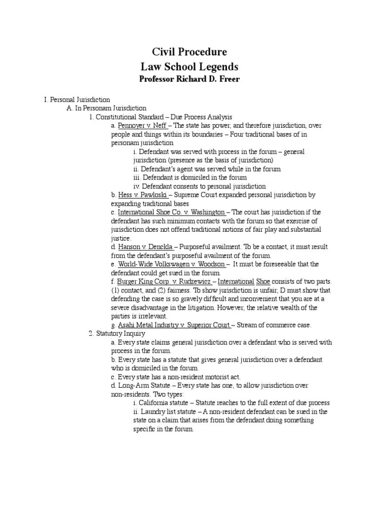 Civ Pro Freer Outline Diversity Jurisdiction Supplemental Jurisdiction