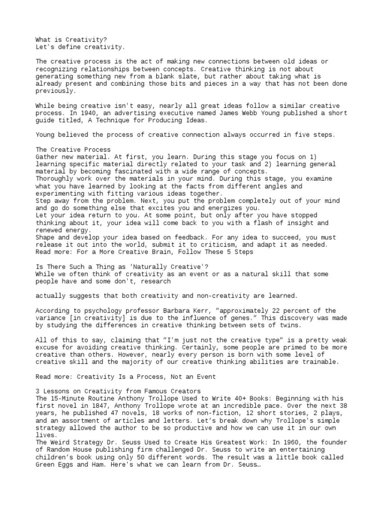 Unlocking Your Creative Genius Pdf Creativity Idea