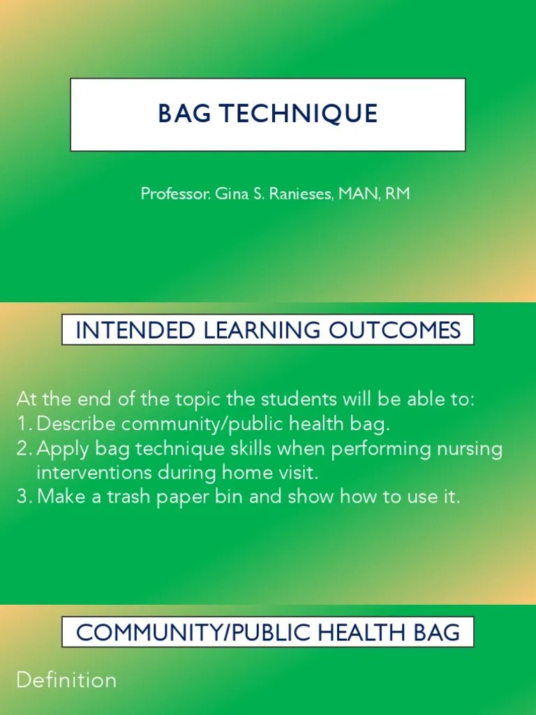 TOPIC 3.A Bag Technique PDF Hand Washing Health Sciences
