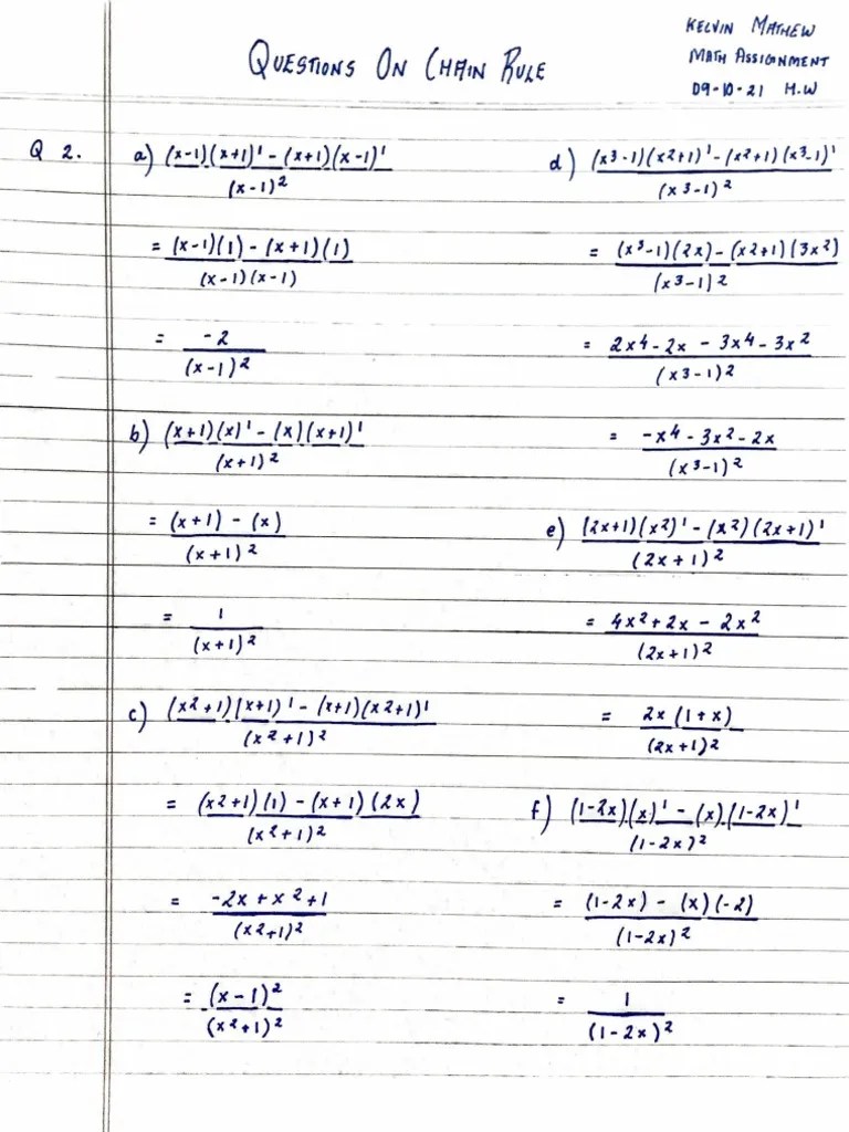 Chain Rule Questions PDF