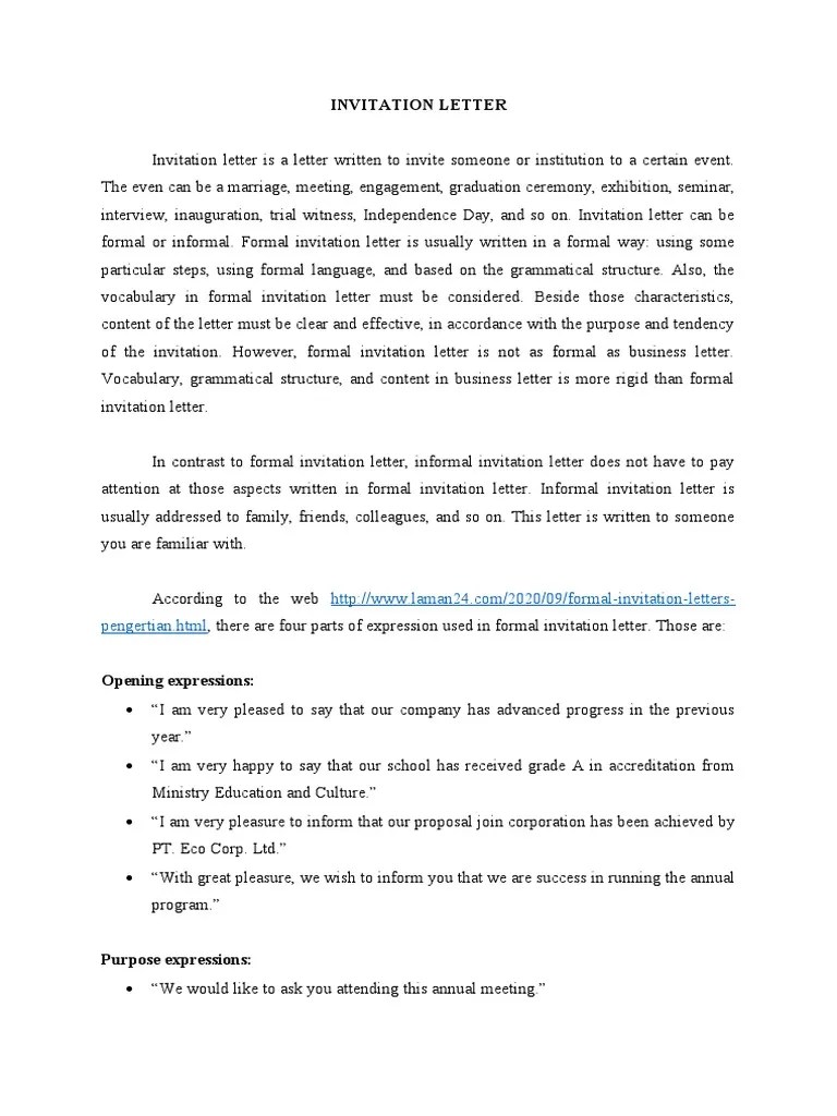 INVITATION LETTER (Definition and Explanation) PDF Cognition