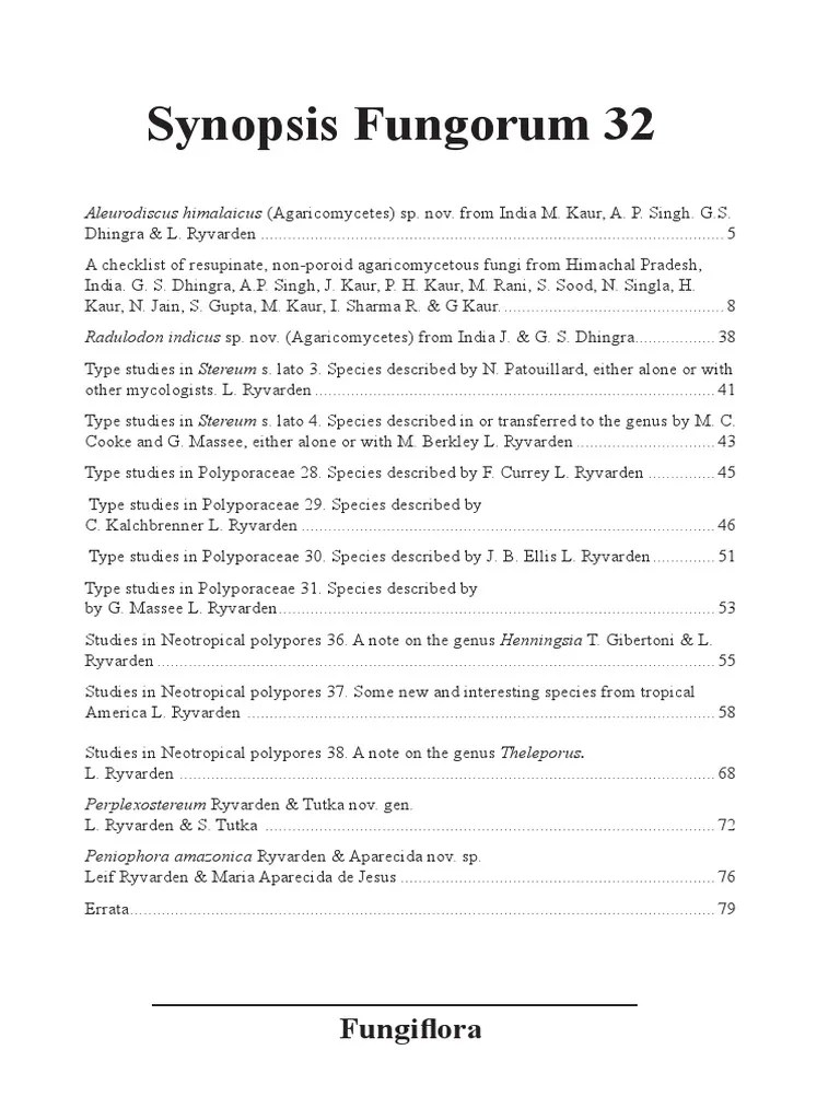 Synopsis Fungorum 32 Fungiflora PDF Mycology