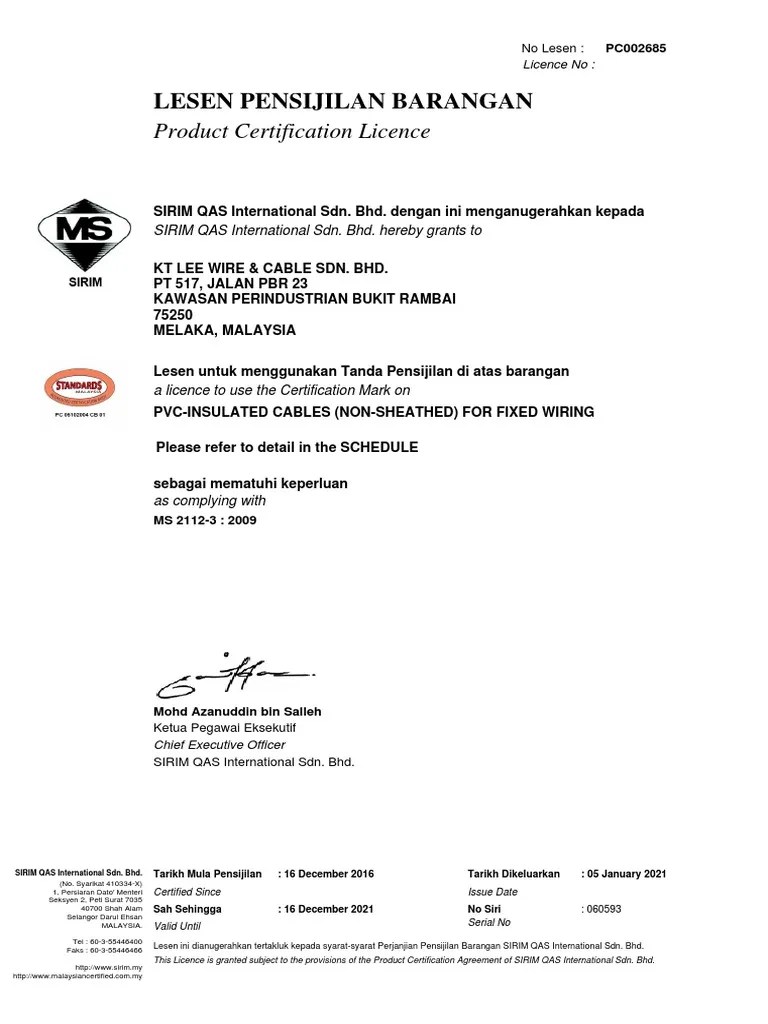 Lesen Pensijilan Barangan Product Certification Licence PDF