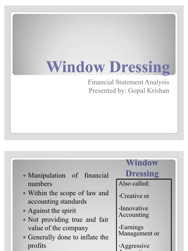 Window Dressing Financial Economics Corporations