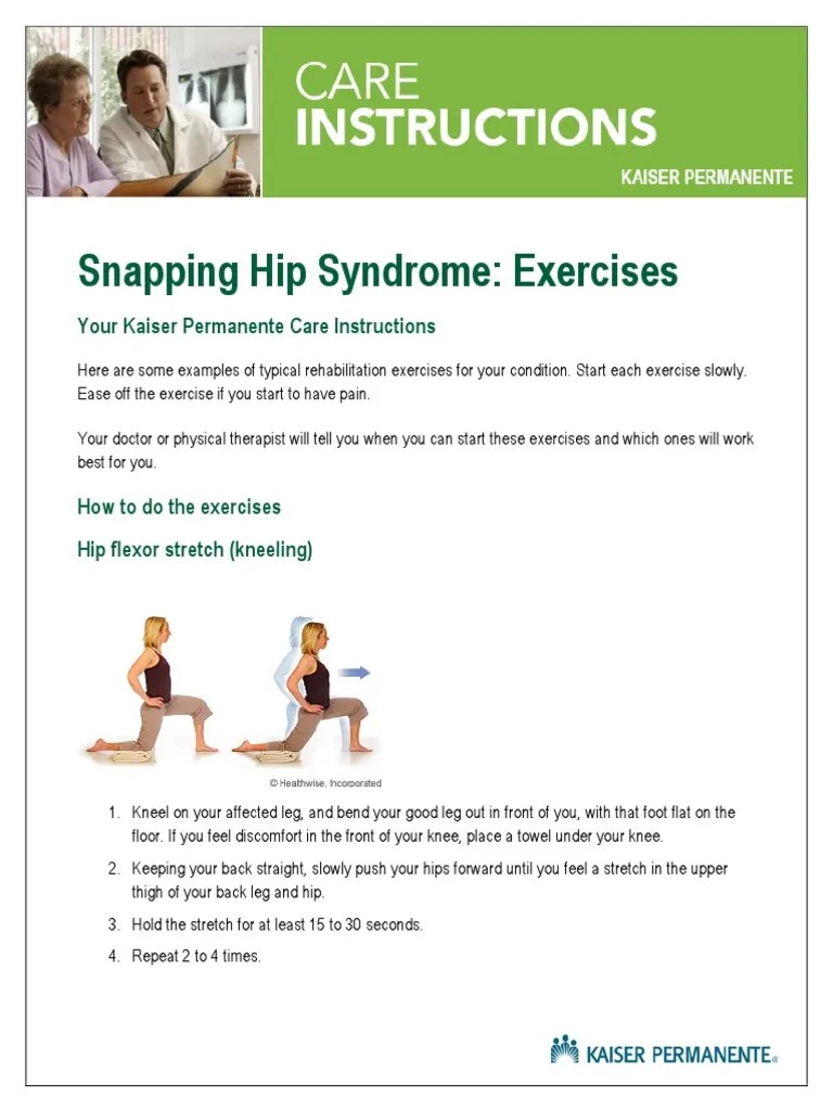 Snapping Hip Syndrome Exercises Your Kaiser Permanente Care