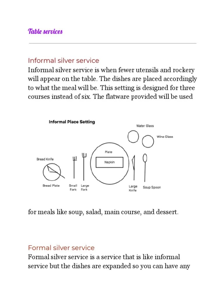 Types of Table Service PDF
