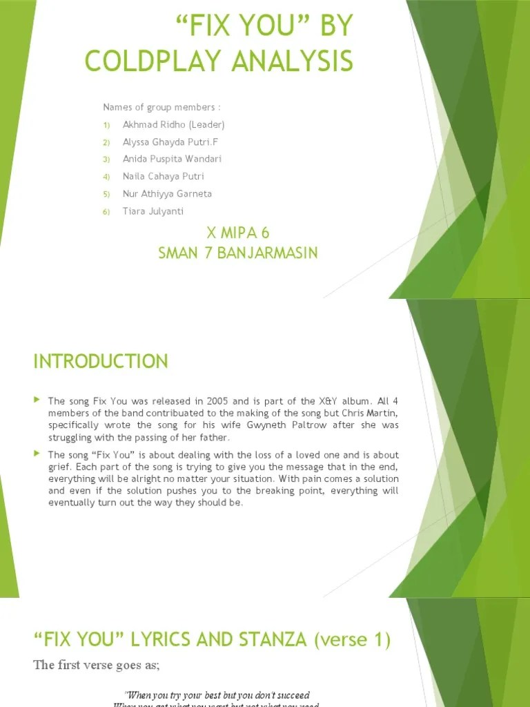 "Fix You" by Coldplay Analysis PDF